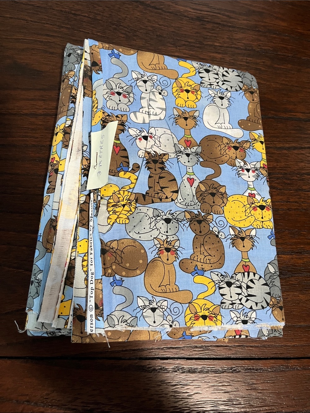 Cute Cat Pattern Cotton Fabric Bundle in Light Blue